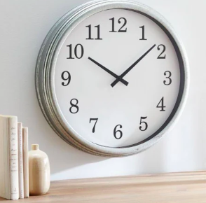 crate and barrel galvanized wall clock